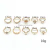 Band Rings Boho Vintage Gold Star Knuckle Ring For Women Crystal Crescent Geometric Female Finger Set Jewelry 2022 Drop Delivery Dhi7B