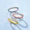 Anillos de racimo Stylever círculo de lujo circón para mujer Plata de Ley 925 3 colores anillo apilable redondo joyería de compromiso de boda 2023