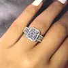 Anillos de boda Europa rectángulo brillante anillo de Zirconia cúbica grande para novia fiesta de compromiso mujer joyería de moda YRI160