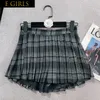 Damesshort J Girls 2023 Herfstaankomsten Hoge taille Zwart Witte Plaid GeplooD Rok Women GG242