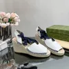 Damesmaat Echte schoenen Sandalen Leren wiggen Superhoge hakken Espadrilles Enkelbandje Designer Zapatillas Mujer