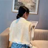 Sarongs Women Hollow Crochet Ice Silk Silk 가짜 칼라 선 스크린 숄 여름 에어컨이있는 방 보호 자궁 경부 척추 목 가드 스카프 Q1 230515