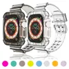 Apple Watch Iwatch 6 5 4 3 2 1 SE 38/40mm 42/44mm 보호 케이스 교체 브레이슬릿 밴드를위한 빙하 시리즈 화려한 TPU 스포츠 스트랩