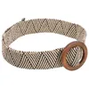 Belts Woven Waist Belt Girl Strap Elastic Band Wood Buckle