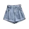 Shorts femininos de verão alta cintura jeans shorts femininos casuais folhas soltas moda moda cintura larga perna larga jeans fêmea 230515
