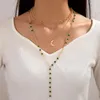 Collier pendentif multicouche en brique d'eau de lune avec alliage géométrique creux bijoux bohème à trois couches