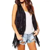 Damesvesten trendy dames vest herfstvest kwastjes pure kleur retro allemaal match