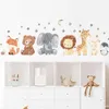 어린이 장난감 스티커 만화 동물 데칼 코끼리 사자 기린 벽 데스칼 아이 방 침실 아기 보육실 장식 벽지를위한 벽 스티커