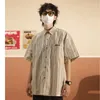 メンズカジュアルシャツEバイフイストライプハワイアンシャツの男性ターンダウンカラースプリングと夏の服5ポイントスリーブデイリーユースメン