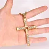 Crucifix hanger ketting vol zirkoon hiphop kruis sieraden voor herenjongens vrouwen bling 3 mm 24inch rolo ketting zwart / golen als cadeaus voor je vrienden n313