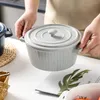 Tigelas dois macarrão de orelha tigela linha de cerâmica padrão resistente ao calor Microondas Air Fryer Baking Contêiner Large Tableware Home