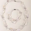 Серьги ожерелья набор yeyulin Real Pearl for Women Multi-Shareer Bracelet Bracelet Wedding Part