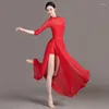 Vêtements de scène danse classique chinoise Style ethnique Cheongsam taille haute fente pratique moderne vêtements Costume de Performance professionnelle
