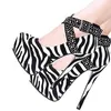 Dress Shoes Minan Ser Waterproof Black Zebra Print Fabric With A Length Of 16cm And Height 5cm High-heeled Women's Dia