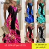 Casual Kleider Vintage Blatt Druck Kleid Sexy Spaghetti Strap O Neck Lange Frauen Sommer Große Schaukel Strand Party Tunika Plus größe 6XL