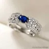 Bandringar Vintage Blue Cubic Rings for Women Sparkling Wedding Bands Lady's Rings Party Jewelry