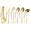 Dinnerware Sets El Buffet 8pcs Serving Spoon Fork Colander Set Golden Restaurant Stainless Steel Tableware Service Cutlery