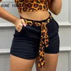 Survêtements pour femmes Femmes Deux Pièces Cheetah Print Crop Top Plain Pocket Design Shorts Set Outfit Costume D'été T230515