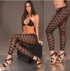 Legginsy damskie czarne patrz przez kwiaty legginsy dama seksowna niska talia nogi streetwear club wieczorne ubrania kobiety koronkowe szczupły