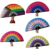 Rainbow Folding Fans LGBT Colorful Hand-Held Fan for Women Men Pride Party Decoration Music Festival Events Dance Rave Supplies 0515