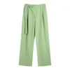 Pantaloni a due pezzi da donna ZACK RAIN Women Green Solid Long Suit 2023 Spring Fashion Ladies High Street Abito allacciato Top Donna Chic