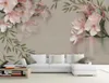 Papéis de parede CJSIR papel de parede personalizado Retro elegante sofá floral rosa TV Background Wall Living Room Decoração de casa Mural 3D