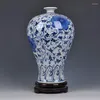 Vasos Rei de Connaught Jingdezhen Cerâmica pintada Under Glaze Blue e White Porcelain Flower Crafts Antique Furnishings Home Furnish