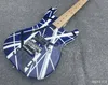 Electric Guitar Blue Solid Basic Color White And Black Strips Black Open Pole Single Bridge Pickup Floyd Rose Style Tremolo Mapl