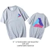 2023 Мужская футболка Новый цвет Треугольник Логотип Пары Хип-хоп Свободные хлопковые футболки с коротким рукавом CZ9078