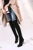 Boots 2023 Womens Model Cow Suede Sexy Pointed Toe Set High Stiletto Women Tube Elastic Candy Colors Over The Knee 46