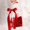 Hediye sargısı düğün şeker kutusu net kırmızı çanta pvc ile şeffaf