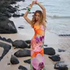 Vestido de duas peças spaghetti strap floral maxi feminino feminino verão boho praia impressa long women 2023 230512