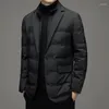 Heren Jackets Men Business Casual Top Grade Man Down Jacket 2023 Aankomst Classic Suit kraag 90% Gery Duck Coat Keep Warm Parkas