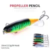 NEWUP 8PCS Ciągnik śmigła Wędkarstwo Łowina 13 5G 10 cm twarda przynęta pływająca ołówek wodny na zewnątrz woda górna Whopper Plopper Fishing245a