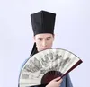 Szerokie brzegi kapelusze mężczyźni hanfu hanfu chiński tradycyjny starożytny uczony czarny nakrycia zastępcy vintage okucia konfucjańskie
