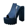 サンダルブラックプラットフォームハイヒール14cmサマースリッパ女性ブロックヒールサンダルオープントゥ女性靴サイズ34-43サンダリアプラタフォーム