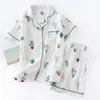 Женская одежда для сна японская простая короткая пижама Женщины 100% хлопок короткие рукава дамы пижама набор шорт милая мультипликационная одежда для женщин домашняя одежда 230515