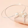 Choker eleganta strass stora pärlpärlor halsband armband uppsättning för kvinnor enkel krage hals smycken bröllop fest tillbehör