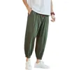 Pantalons pour hommes hommes décontracté coton lin Cargo mâle été couleur unie hommes pantalons lâche Fitness Joggers pantalons Hombre