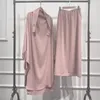 Roupas étnicas feminino 2 peças Vestido de oração muçulmano Longo de manga longa Hijab lenço khimar e saia Conjunto de saia Abaya Terno de comprimento completo Ramadã