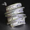 With Side Stones YaYI Jewelry Fashion Complex Design Princess Cut 260pcs AAAAA White Zircon Silver Color Engagement Wedding Party Gift Rings 230512