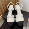Dames 2023 Zomer mode lederen T -riem muilezel sandaal elegale schoenen hoog midden blok lage hak ronde gesloten teen enkelband