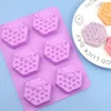 50-stcs/lot 6-cavity honingraat siliconen soap schimmel diy chocoladetaart handgemaakte zeep kaarsen feest cadeau bakgereedschap huizendecoratie