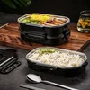 Bento Boxes Stainless Steel Lunch Box Portable Business Simple Compartment Bento Box Kitchen Leakproof Food Containers for Men Fitness Meal 230515