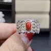 Rings de cluster kjjeaxcmy jóias finas coral vermelho natural 925 STERLING Women Women Gemstone Anel Support Test Beautiful