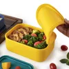 Bento Boxes Rectangle Silicone Lunch Box With Measurement Bento Box Hested Containers Staplade kapsel Matlagringsarrangörer Tabeller 230515