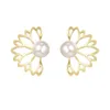 Stud Trendy Hollow Out Lotus Flower Earrings Sier Gold Plated Earring Women Lady Party Fashion Fine Jewelry Drop Delivery Dhgarden Dhz6R