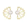 Stud Trendy Scava Fuori Orecchini Fiore Di Loto Sier Orecchino Placcato Oro Donna Lady Party Fashion Fine Jewelry Drop Delivery Dhgarden Dhz6R