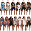 Summer Womens Designer Survêtements Sexy Fashion Pattern Imprimé Split Tops À Manches Courtes Et Shorts Deux Pièces Ensemble Assorti