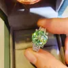 Cluster Rings Luomansi Premium Jewelry Ring 5CT 9MM Green Moissanite Certificato GRA - S925 Sterling Silver Women Anniversary Party Gift